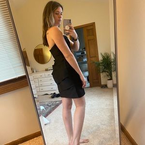 David’s Bridal black satin dress